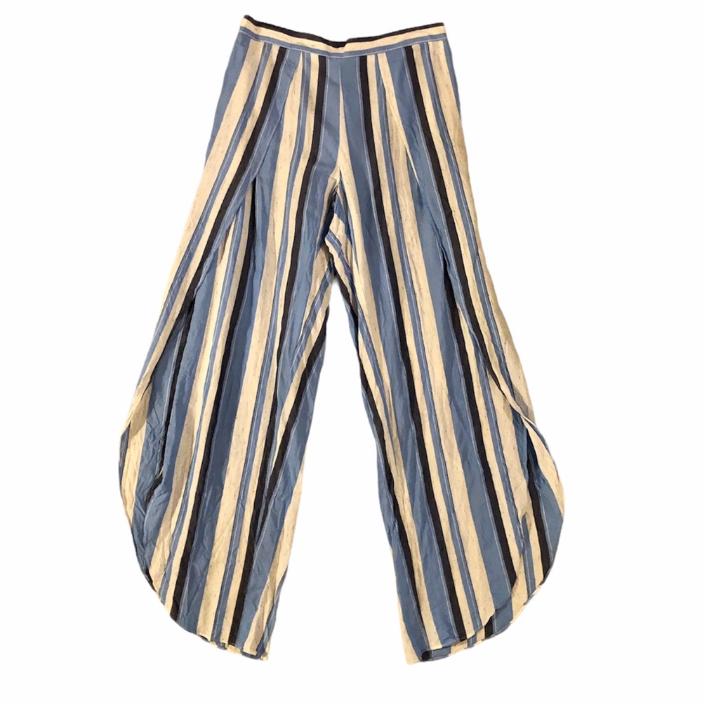 Anthropologie Drew Stripe Tulip Split Leg Pull On Pants - Picture 2 of 11